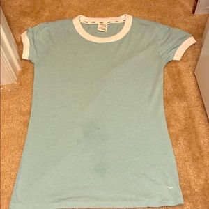 Basic blue and white crew neck t-shirt